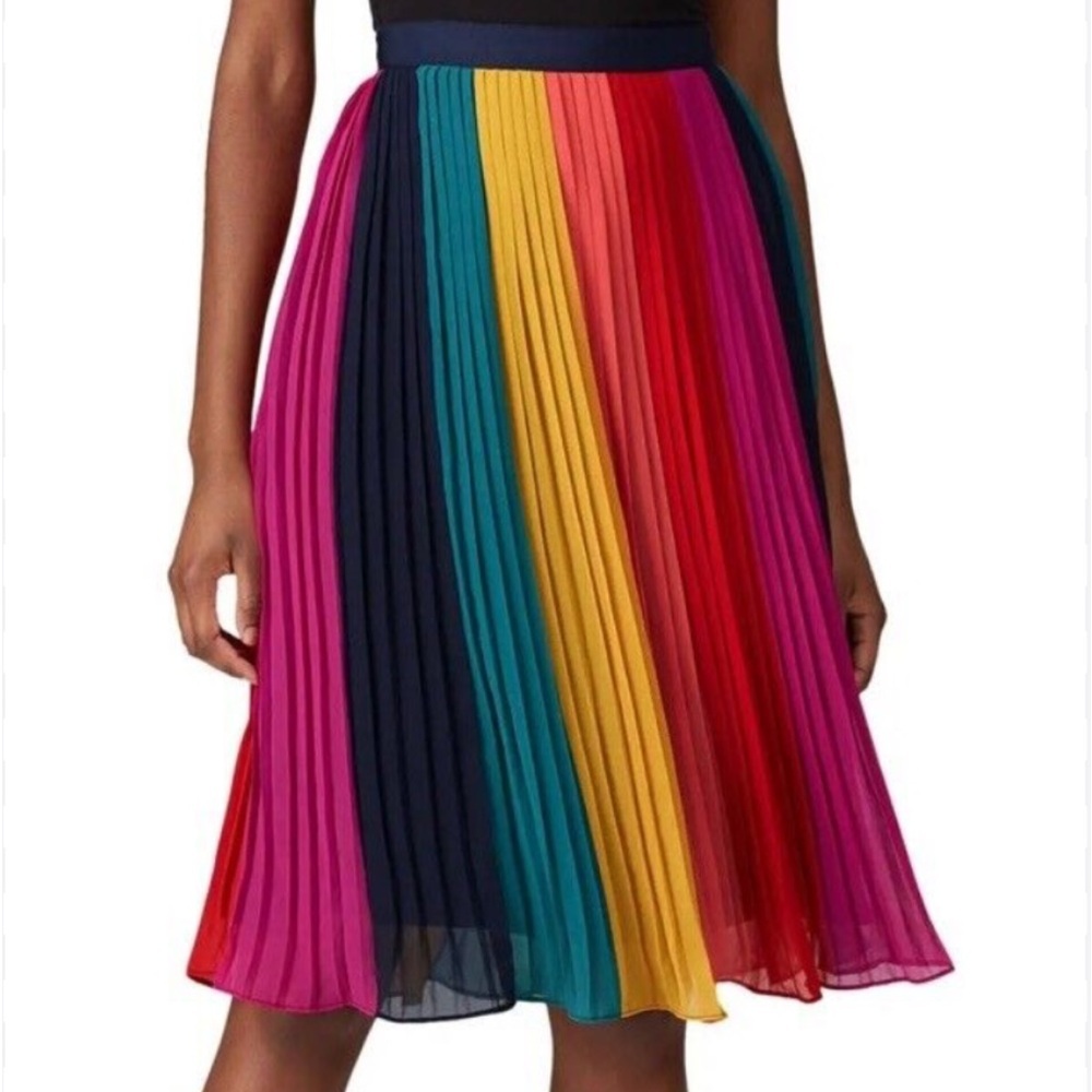 J. Crew Rainbow Pleated Midi Skirt Size 00 🌈